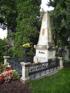 Ludwig van Beethoven's grave at Zentralfriedhof, one of the largest cemeteries in the world